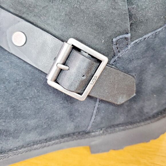 UGG Romely Short Buckle Suede Shearling Boots Casual Comfy Womens SZ 11.5 - Picture 8 of 12
